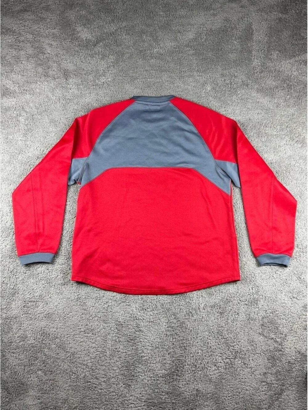 Adidas Mens Red Gray Crewneck Pullover Long Sleeve Sweatshirt Size L Athletic